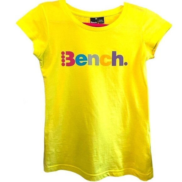 Bench Women's Baby T Shirt Capped Sleeves Soft Bright Yellow Graphic Tee Size XS - Picture 1 of 7